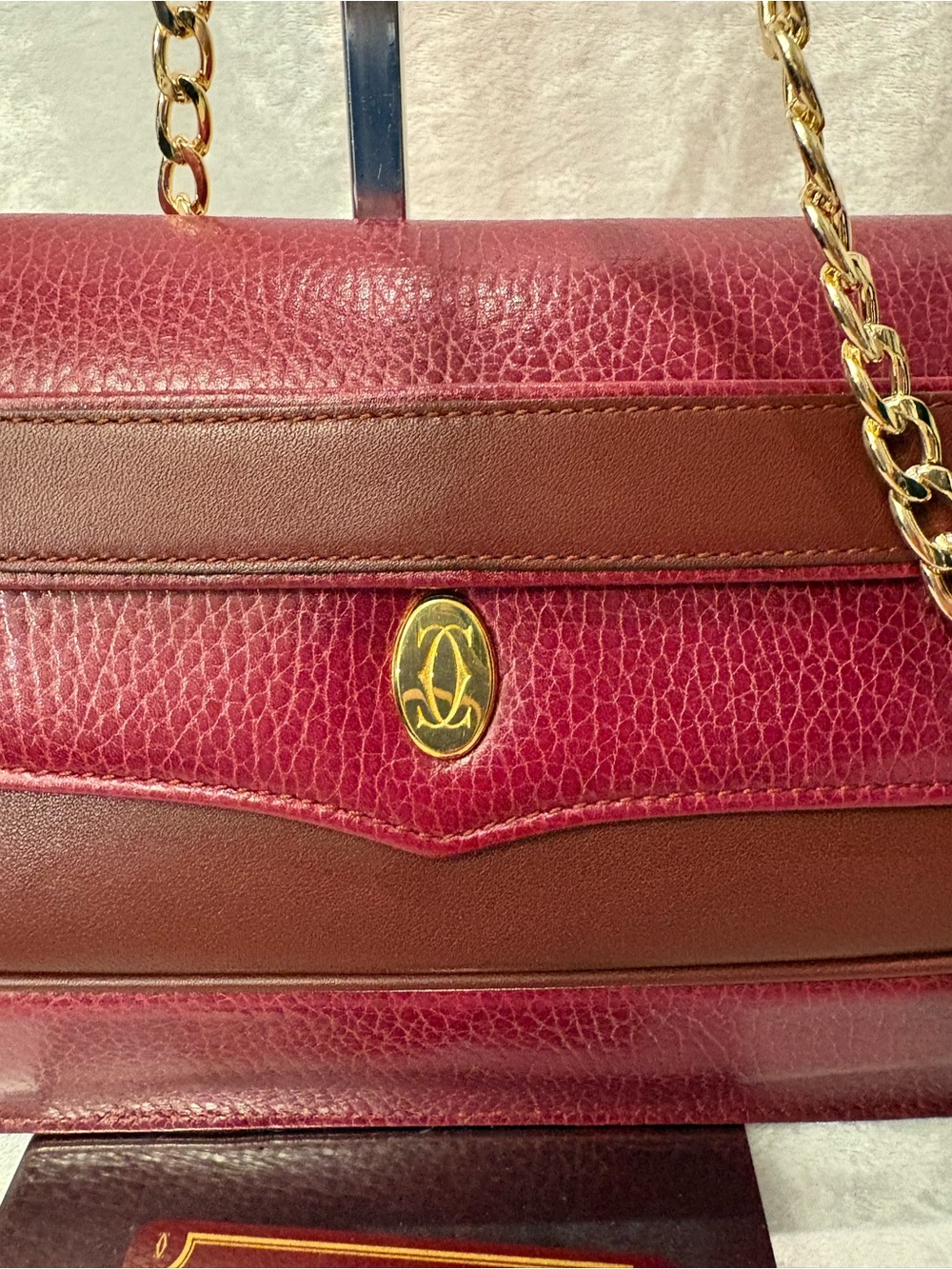 Cartier Must de Cartier Vintage Pebbled Leather Clutch Bordeaux COA - Picture 2 of 8